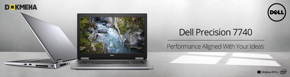 لپ تاپ ورک استیشن دل پرسیشن Dell Precision 17 7740 نمای روبرو با ویندوز 10 اوریجینال