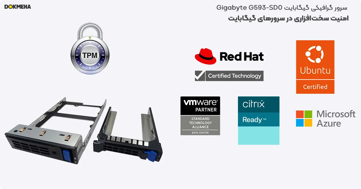 امنیت سخت افزاری بالا سرور گرافیکی گیگابایت Gigabyte G593-SD0 5U DP H100 8-GPU