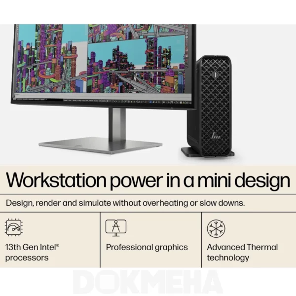 قدرت چرخش کار بزرگ در کیس اچ پی HP Z2 Mini G9 Workstation Desktop PC - نمای روبرو کوچکترین، قوی ترین ورک استیشن جهان
