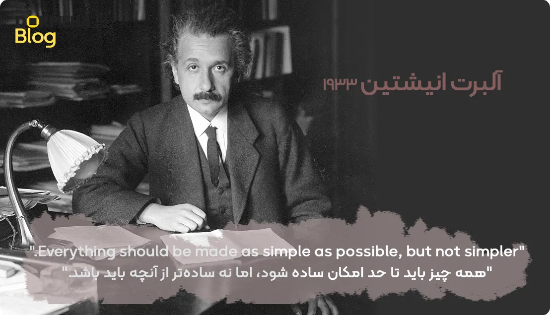 یکی از گفته‌های معروف آلبرت انیشتین : "Everything should be made as simple as possible, but not simpler." "همه چیز باید تا حد امکان ساده شود، اما نه ساده‌تر از آنچه باید باشد."